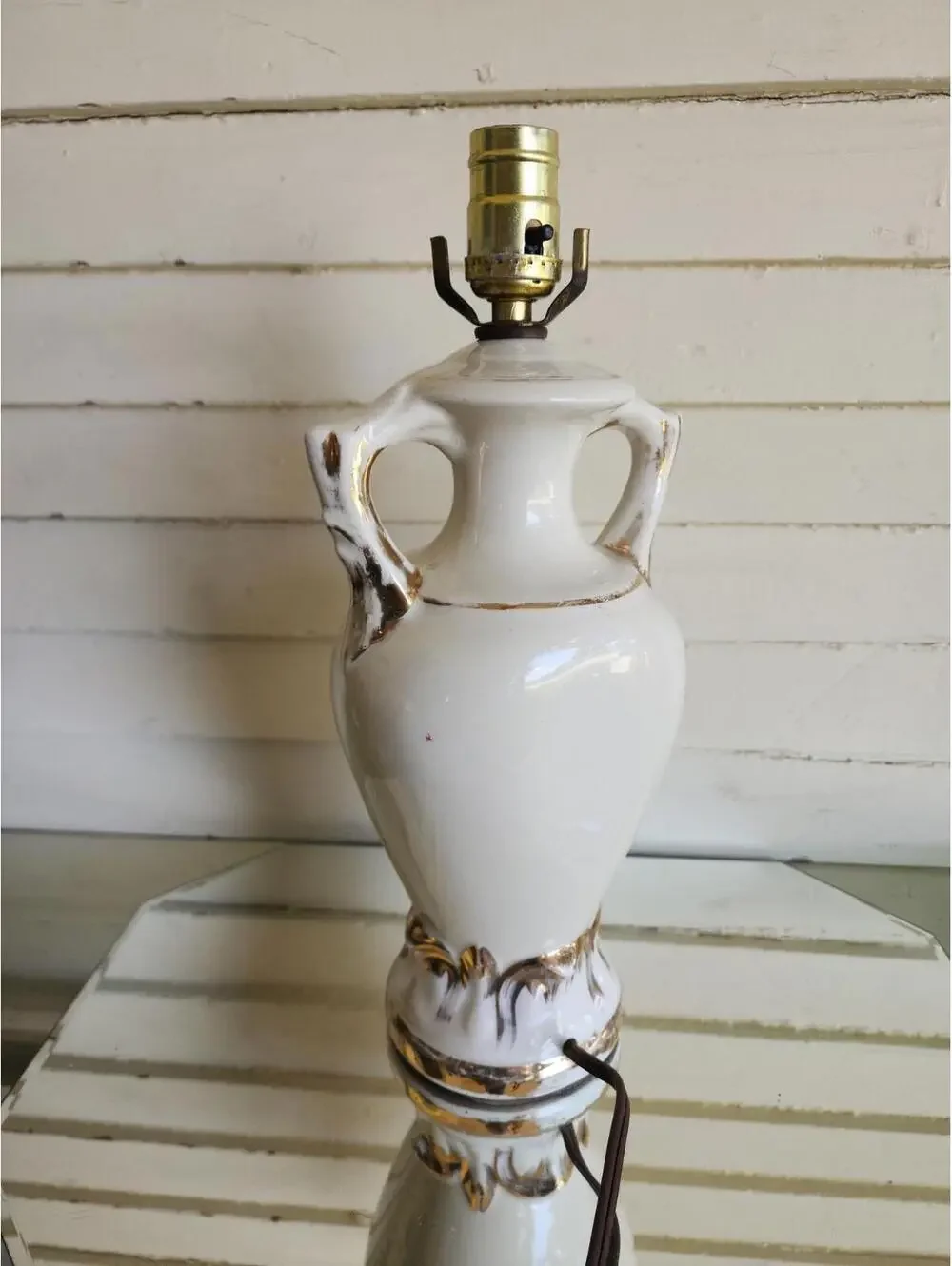 Hand Painted Roses Gold Gilding Floral Jenny Worrall  Porcelain Table Lamp